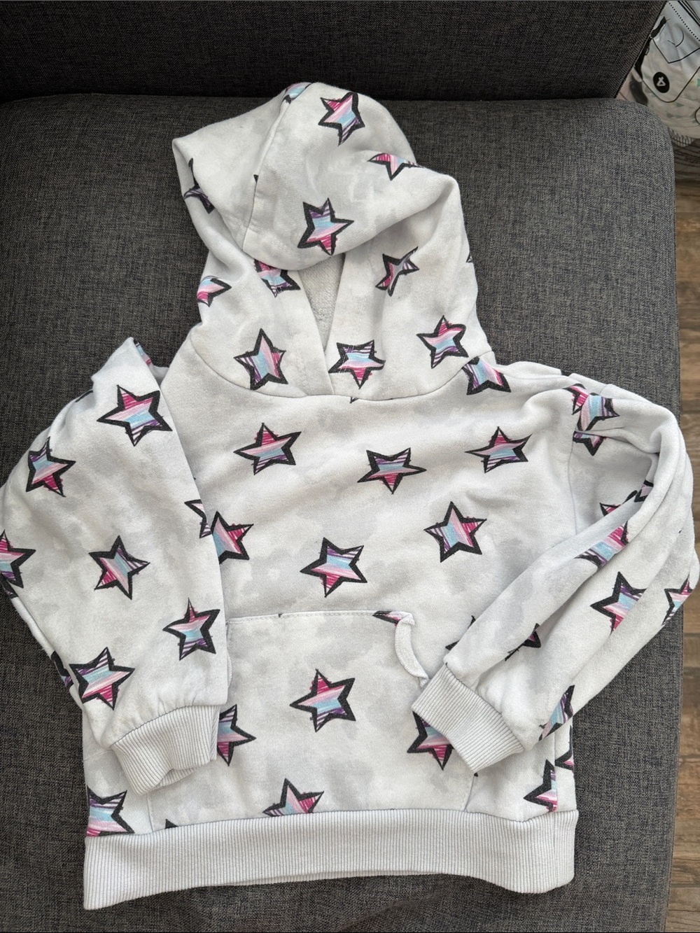 Kids Headquarters White Hoodie with Pink & Teal Star Accents